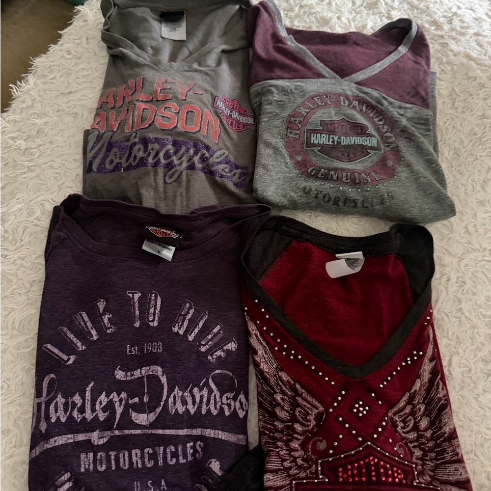Harley-Davidson Purple, Gray & Burgundy Graphic Tee Lot
